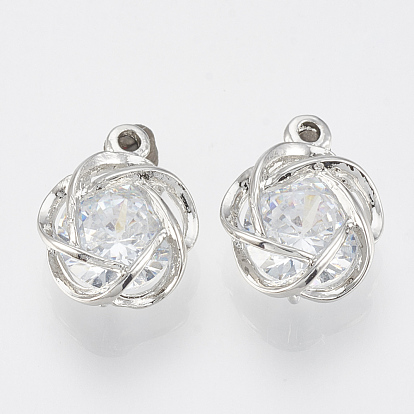Alloy Cubic Zirconia Charms, Flower