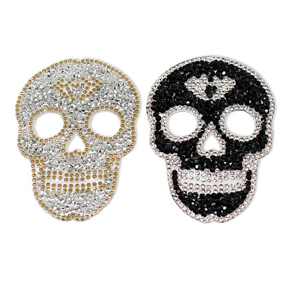 Halloween Skull Shape Hotfix Rhinestone, Rhinestone Appliques, for Costume, Hat, Bag