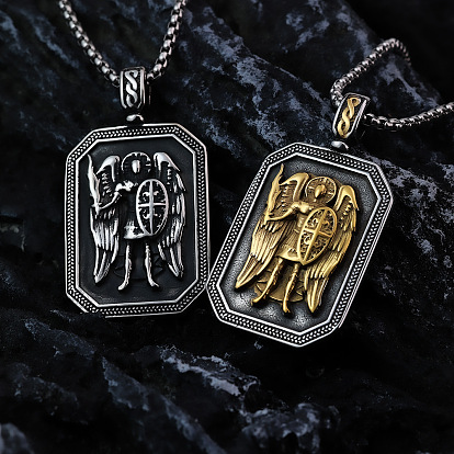 Религия 304 прямоугольный восьмиугольный кулон-подвеска из нержавеющей стали с изображением святого Михаила и архангела для мужчин