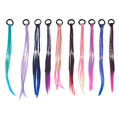 10 шт. 10 цветные парики из термостойкого шелка, держатель для хвоста для женщин и девочек