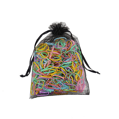 Élastiques à cheveux colorés en forme de bonbons pour enfants, bandes élastiques non dommageables dans un joli sac à cordon