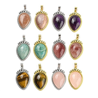 Gemstone Pendants, Carrot Charms with Rack Plating Brass Findings, Lead Free & Cadmium Free
