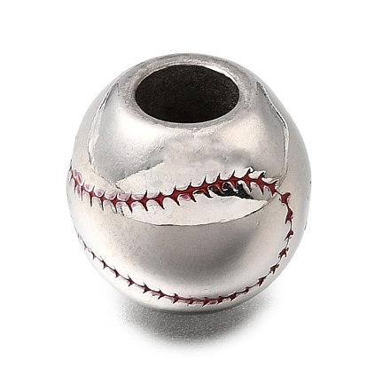 304 эмаль нержавеющей стали европейские шарики, бусины с большим отверстием, бейсбол