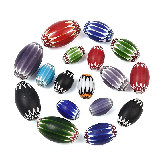 Handmade Millefiori Glass Beads, Chevron Beads, Oval, Oval
