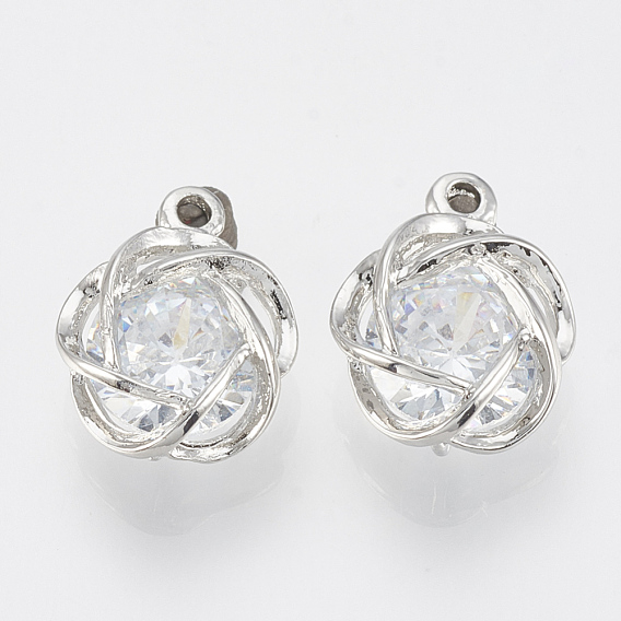Alloy Cubic Zirconia Charms, Flower