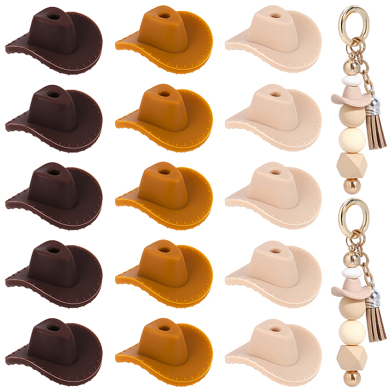 30Pcs 3 Colors Silicone Beads, Hat