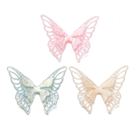 Cellulose Acetate Acrylic Big Pendants, Butterfly Charms