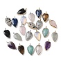 Natural & Synthetic Gemstone Pendants, with Golden Plated Brass Edge Loops, Faceted, Heart Charms