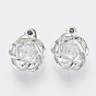 Alloy Cubic Zirconia Charms, Flower