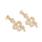 Brass Micro Pave Cubic Zirconia Pendants, Long-Lasting Plated, Snake