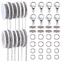 32M 12 Styles 304 Stainless Steel Cable Chains, Unwelded, Flat Oval, with 200Pcs Jump Ring, 30Pcs Lobster Claw Clasps, 10Pcs Ball Chain Connectors and 12Pcs Empty Spools