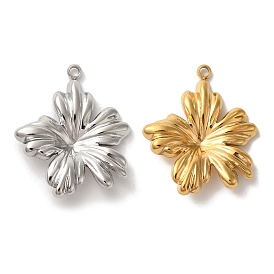 Ion Plating(IP) 304 Stainless Steel Pendants, Flower Charm