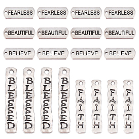 CHGCRAFT 100Pcs 5 Style Alloy Pendants, Rectangle with Word