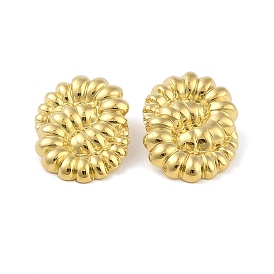 Placage ionique (ip) 304 boucles d'oreilles en acier inoxydable pour femmes, fleur