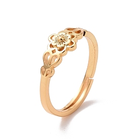 Brass Sakura Flower Adjustable Ring for Women, Cadmium Free & Lead Free