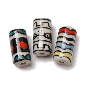 Handmade Porcelain Beads, Hand Painted, Column