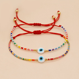 Bohemian Style Blue and White Eye Rainbow Beaded Bracelet for Women