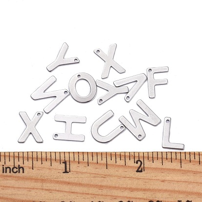 201 Stainless Steel Letter Charms, 11x5.5~12x0.5mm, Hole: 1mm