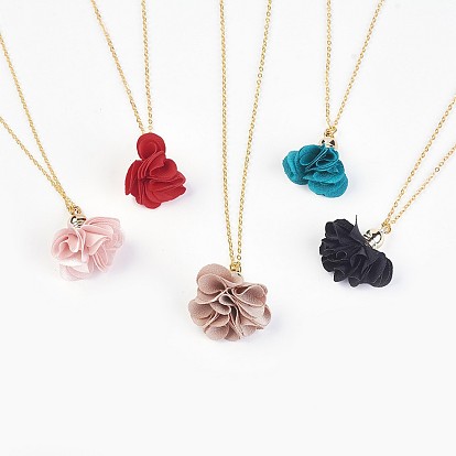 Colgantes de tela decoraciones colgantes collares, con fornituras de latón, flor, dorado