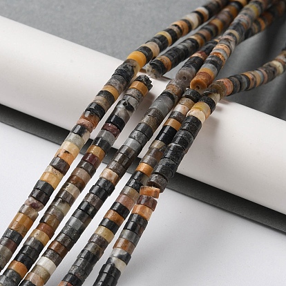 Natural Flower Amazonite Beads Strands, Disc, Heishi Beads