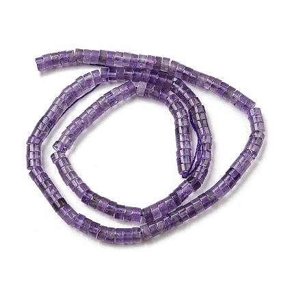 Natural Amethyst Beads Strands, Flat Round/Disc, Heishi Beads