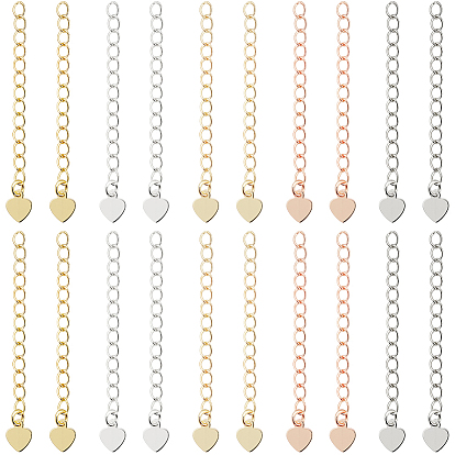 50шт. 5 цвета, латунный удлинитель цепи с гальваническим покрытием, долговечный, без кадмия и без свинца, сердце