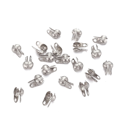 Ion Plating(IP) 304 Stainless Steel Smooth Surface Bead Tips, Calotte Ends, Clamshell Knot Cover6.5x4x2.5mm, Hole: 1mm, Inner Diameter: 2mm