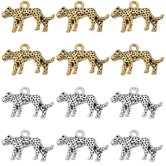 60 шт 2 цвета подвески из сплава в тибетском стиле, леопардовые прелести
