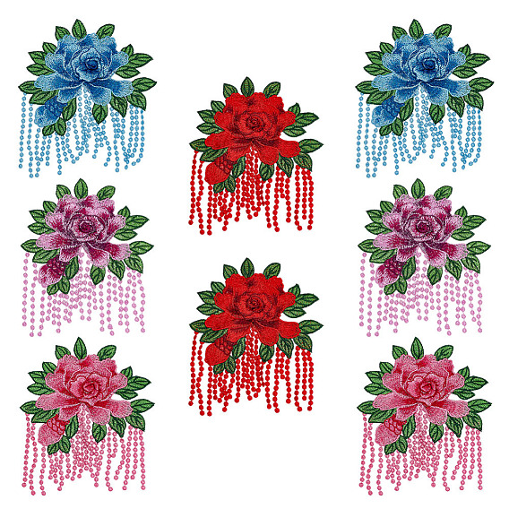 8 шт. 4 стили цветочные компьютеризированные вышитые полиэстеровые нашивки, наклеить патч, аксессуары для костюма