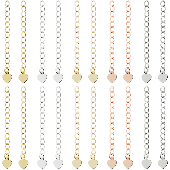 50шт. 5 цвета, латунный удлинитель цепи с гальваническим покрытием, долговечный, без кадмия и без свинца, сердце