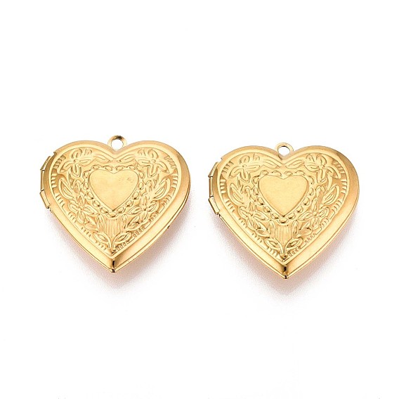 304 подвески из нержавеющей стали Locket, фоторамки, сердце, ионное покрытие (ip)