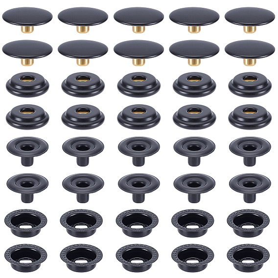 1Bag Brass Snap Buttons, Garment Buttons, Flat Round