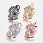 Brass Micro Pave Cubic Zirconia Kitten Charms, Cat Silhouette Shape