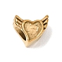 304 Stainless Steel European Beads, Large Hole Beads, Heart with Wing