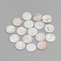 Freshwater Shell Links/Connectors, with Alloy Findings, Flat Round with Letter