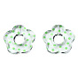 Transparent Acrylic Pendants, Flower with Polka Dot Pattern