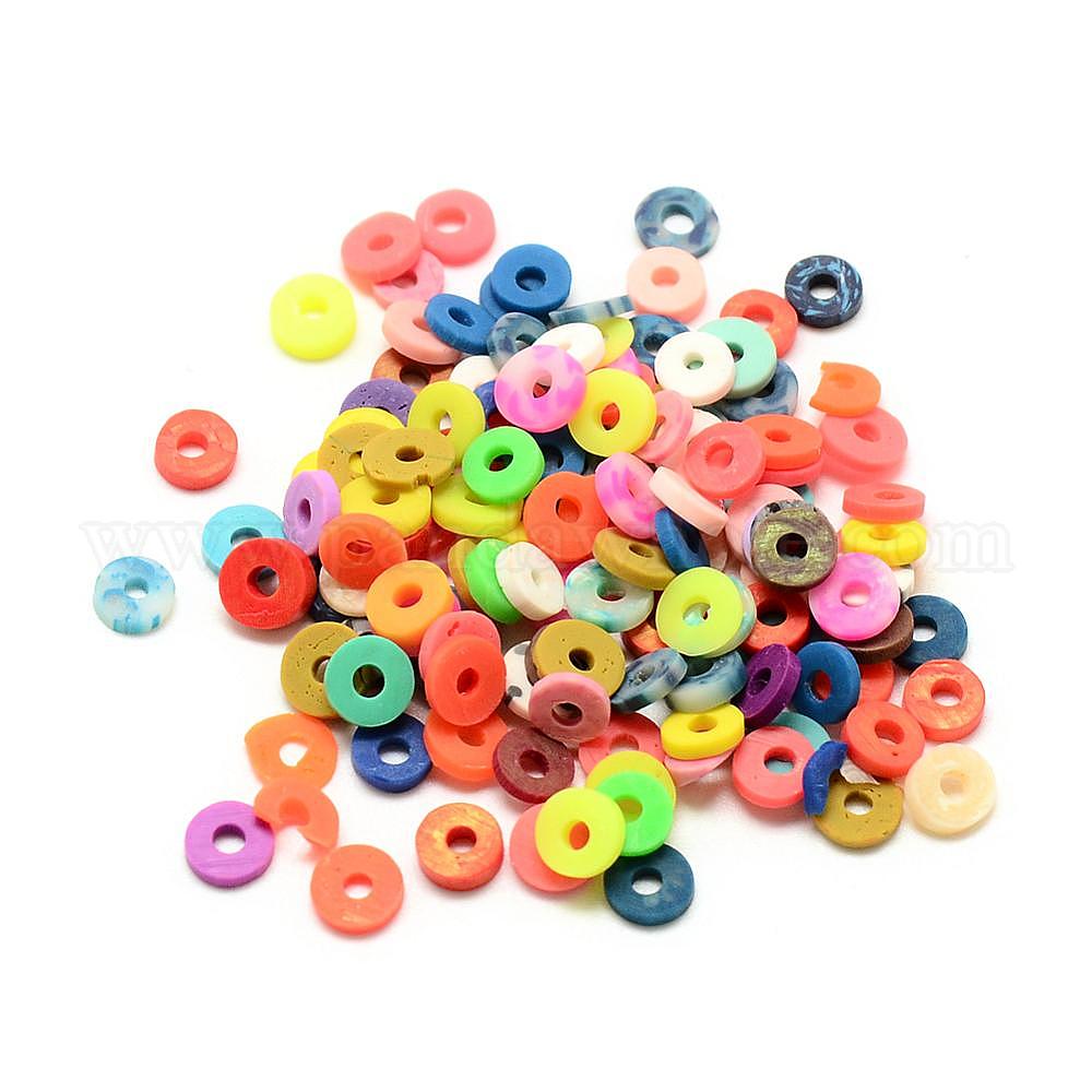 Wholesale Handmade Polymer Clay Beads, Flat Round in bulk