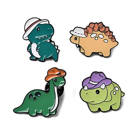 Динозавр в шляпе с эмалированными булавками, Черные металлические застежки для значков на лацкан для рюкзака или одежды