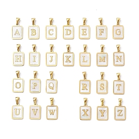 26шт. буква a~z ионное покрытие (ip) 304 подвески из нержавеющей стали в виде ракушки, прямоугольный шарм