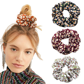 Boho Floral Print Chiffon Hair Scrunchie - Fashionable, Versatile, Hair Accessory.