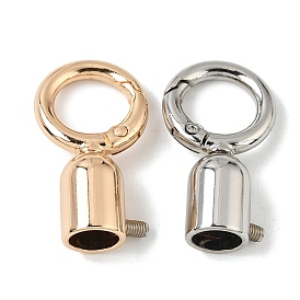 Alloy Cord Ends, End Caps, Column, with Screws & Spring Gate Ring