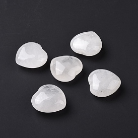 Natural Quartz Crystal Heart Love Stone, Pocket Palm Stone for Reiki Balancing