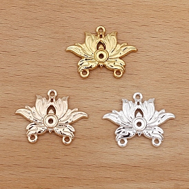 Alloy Chandelier Components Link Cabochon Settings, Lotus Flower
