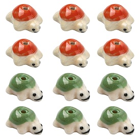 12 шт. 2 цвета, бусины из яркого глазурованного фарфора ручной работы, черепаха