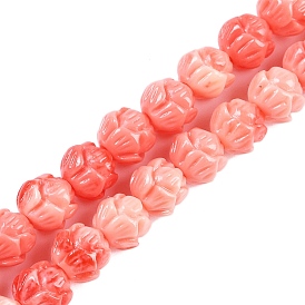 Synthetic Shell Dyed Carved Beads Strands, Flower