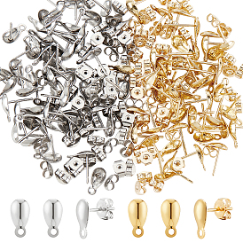 100 шт. 2 цвет 304 фурнитура для сережек-гвоздиков в форме капли из нержавеющей стали, с ушными гайками 100 шт.