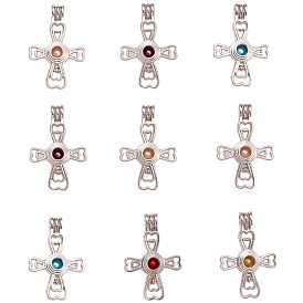 Alloy Pendants, with Acrylic Finding Beads, Cross