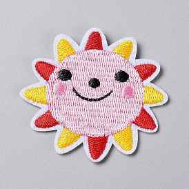 Computerized Embroidery Cloth Iron on/Sew on Patches, Costume Accessories, Appliques, Sun with Smile