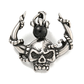 316 Surgical Stainless Steel Pendants, Skull with Horn Charm