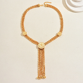 Многослойные колье из сплава с кисточками в форме буквы Y для торжественных случаев.